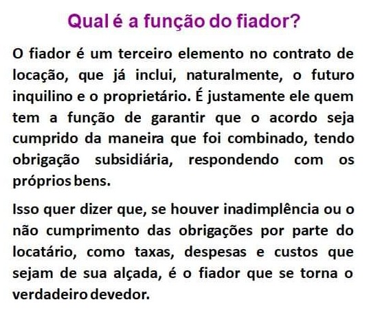 Qual é a função do fiador?